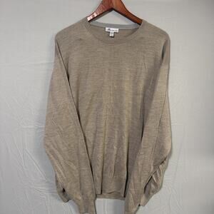Peter Millar Sweater XXL Merino Wool Silk Beige Crewneck Lightweight